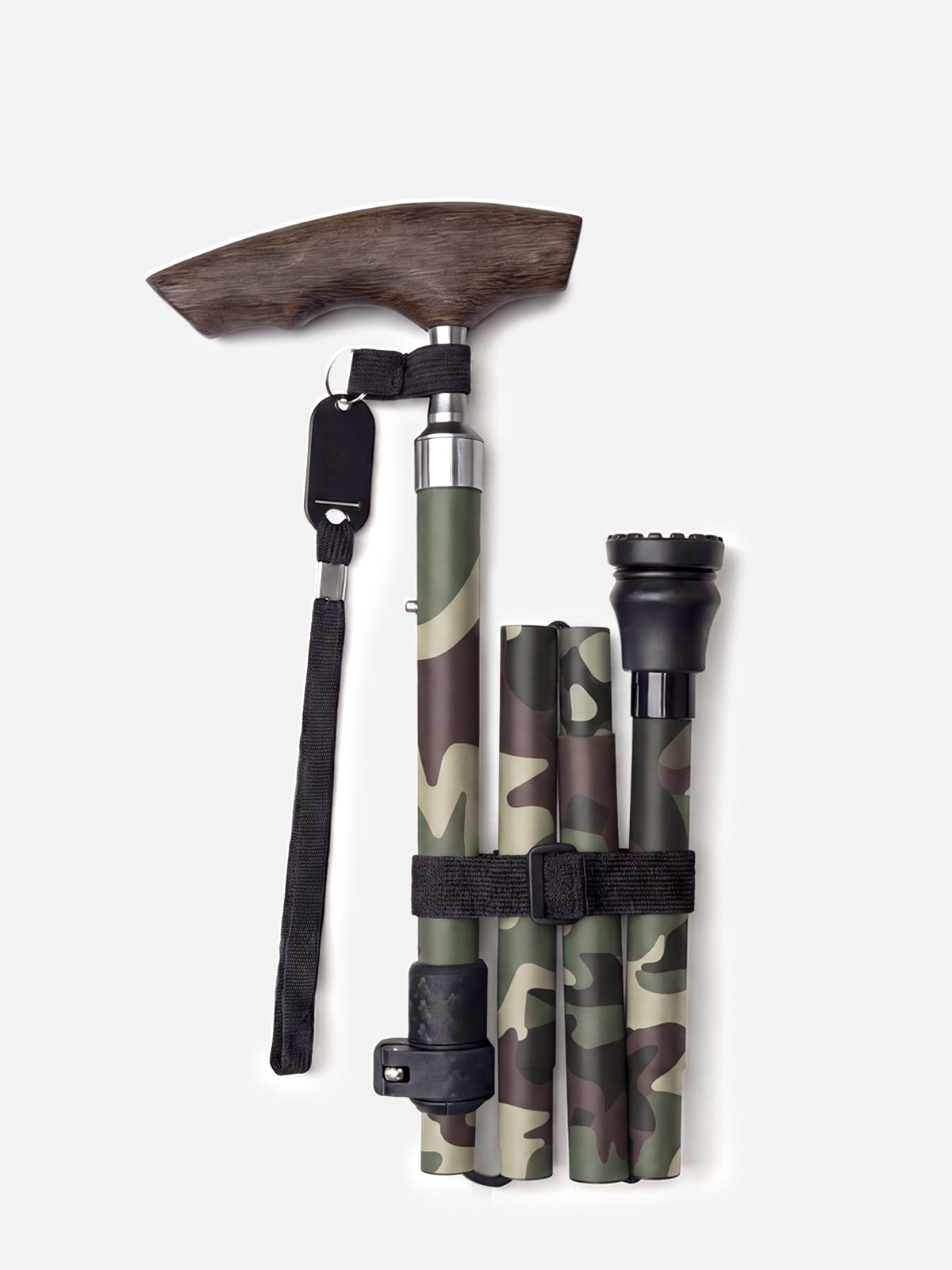 Camouflage Folding Cane – Lightweight Aluminum with Wooden Handle | Paiseec – Model A3