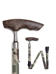 Camouflage Folding Cane – Lightweight Aluminum with Wooden Handle | Paiseec – Model A3