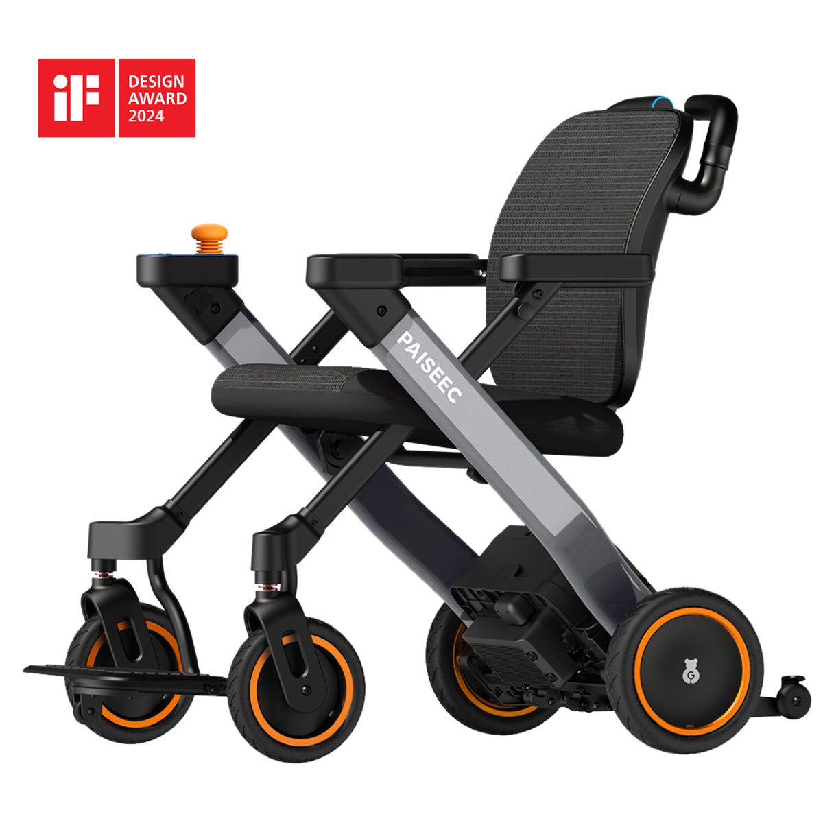 Paiseec W3 Foldable Electric Wheelchair, Weight Only 49.6 lbs, 15.6 Miles Range, 265lbs Weight Capacity, Red & Gray 2 color Available. Right or Left Handed Joystick Design.
