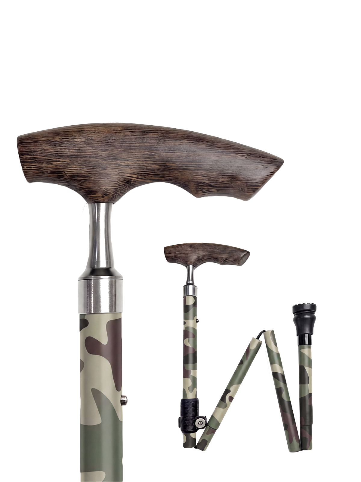 2026 Halloween Free Gift | Camouflage Folding Cane – Lightweight Aluminum with Wooden Handle | Paiseec – Model A3