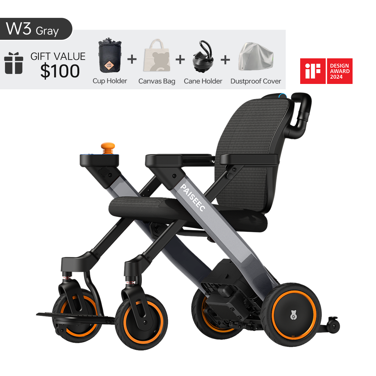 Paiseec 3-in-1 Electric Wheelchair W3