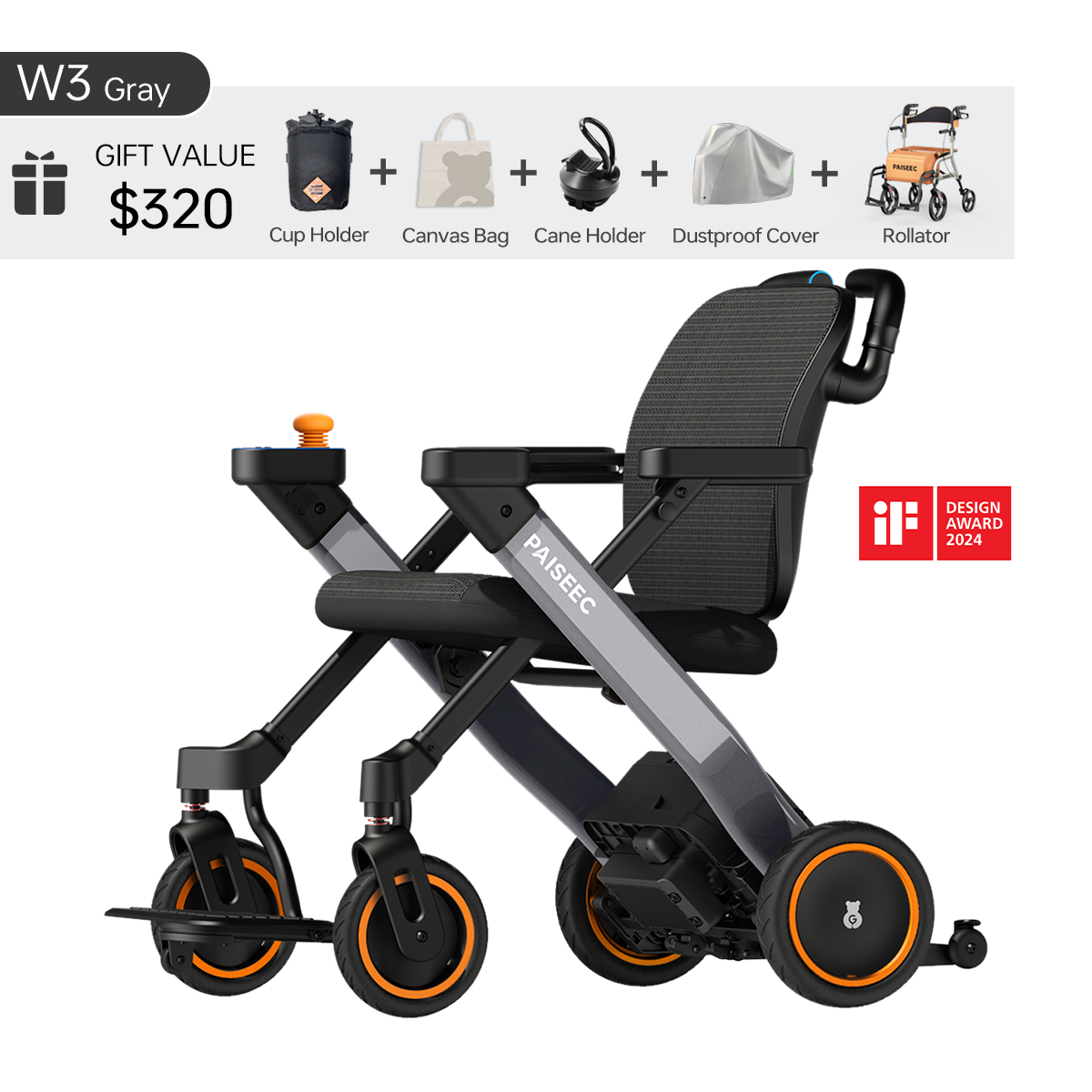 Paiseec 3-in-1 Electric Wheelchair W3