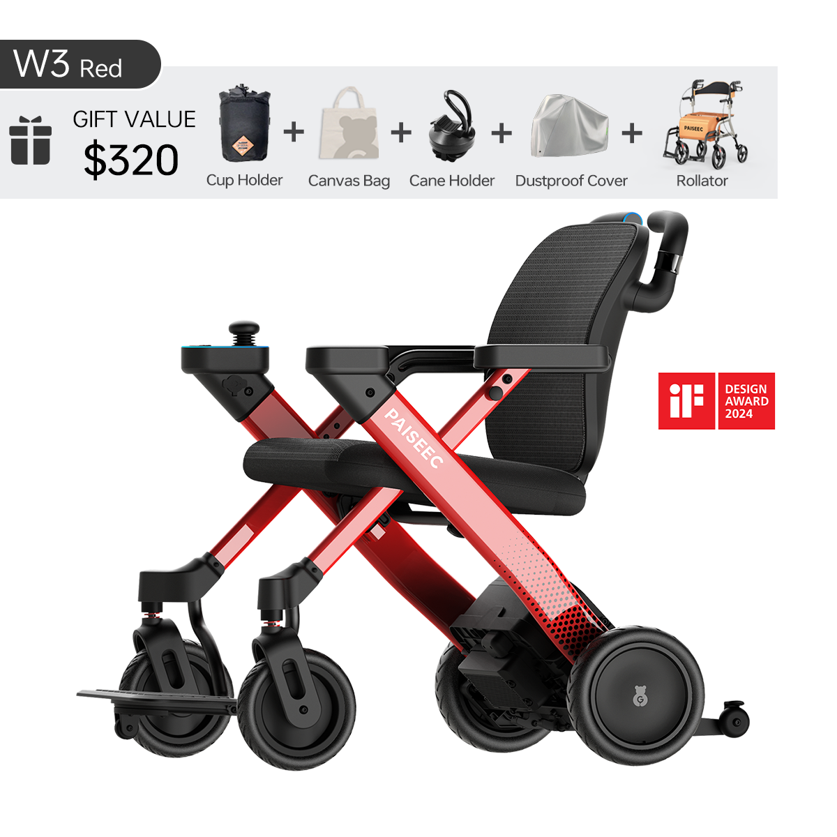 Paiseec 3-in-1 Electric Wheelchair W3