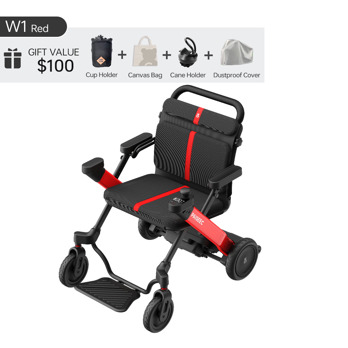 Paiseec 2-in-1 Electric Wheelchair W1