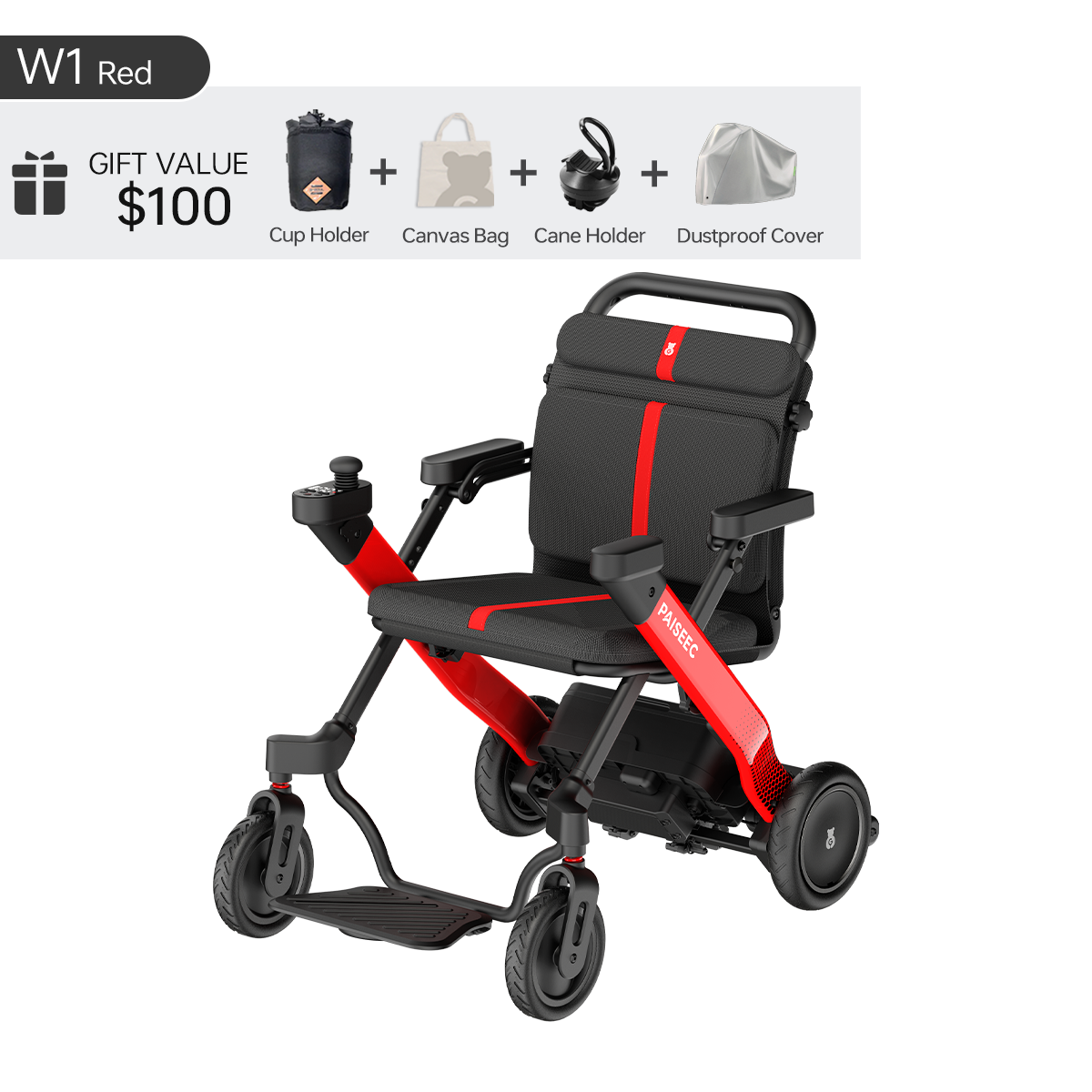 Paiseec 2-in-1 Electric Wheelchair W1