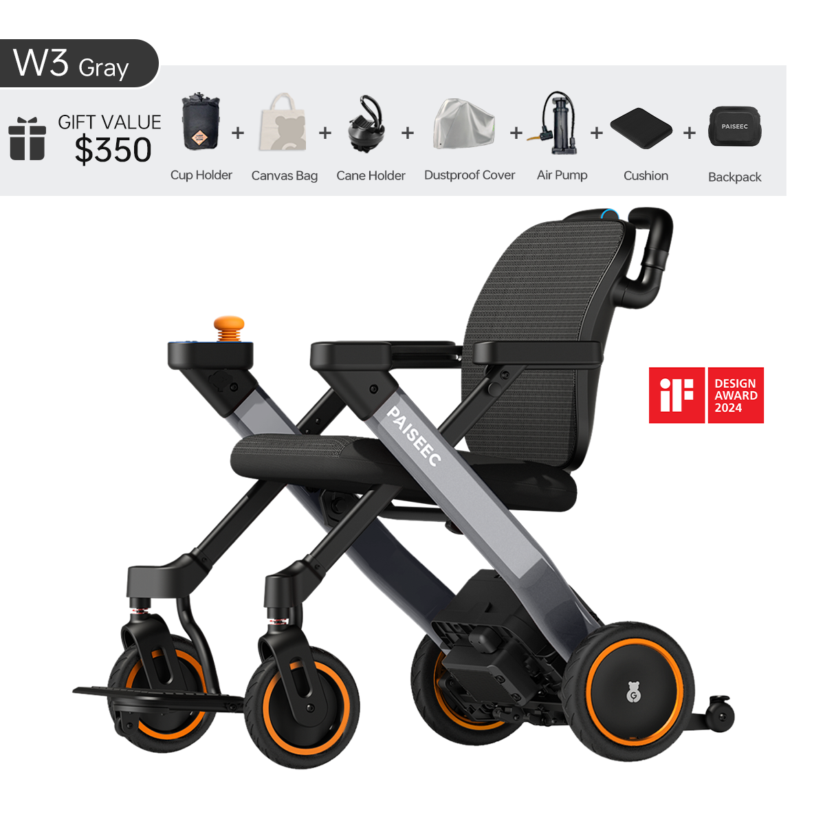 Paiseec 3-in-1 Electric Wheelchair W3